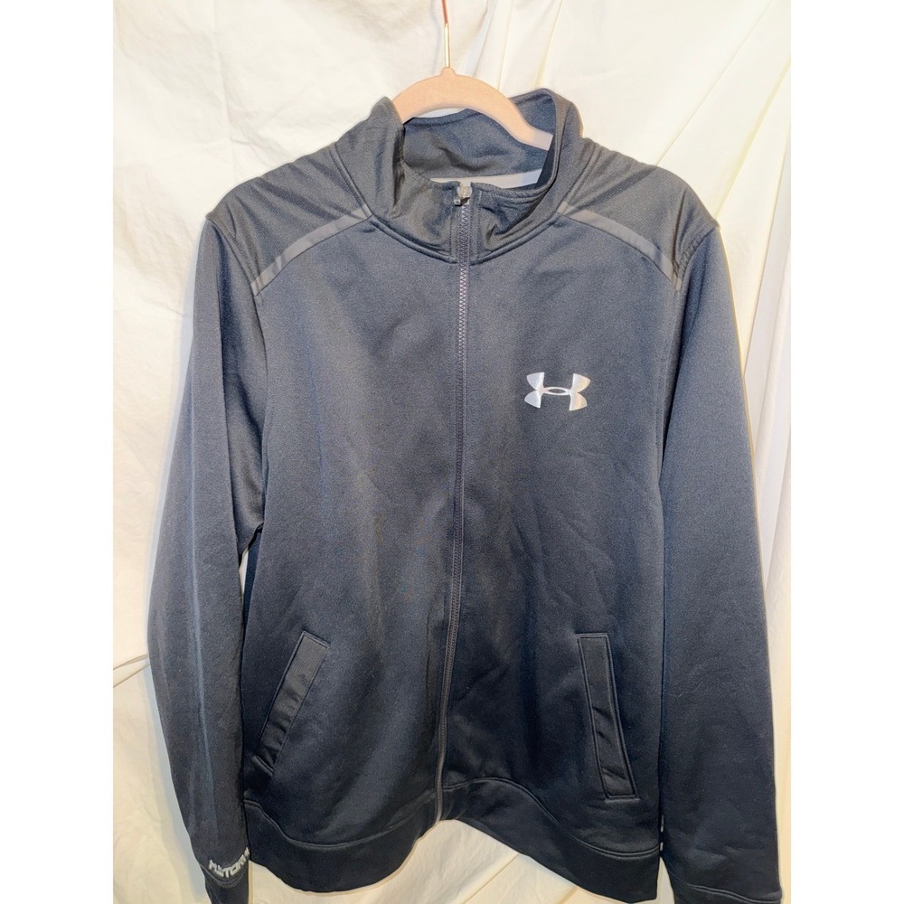 Under Armour Storm Mens Full Zip Track Jacket Black Loose Fit Large LG Mock Neck